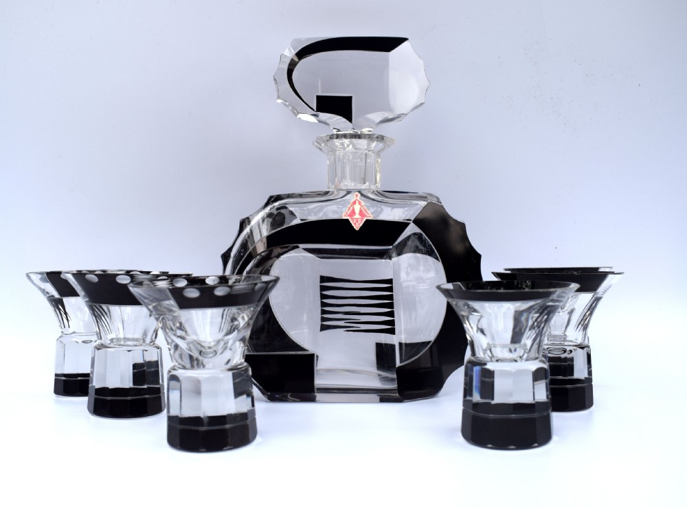 Art Deco Stunning 1930's Glass Decanter Set View IX