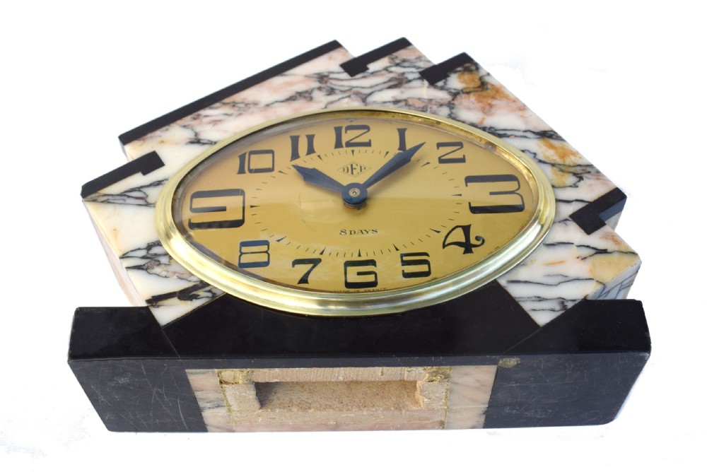Art Deco Marble Eight Day Mantle clock By Dep View VI
