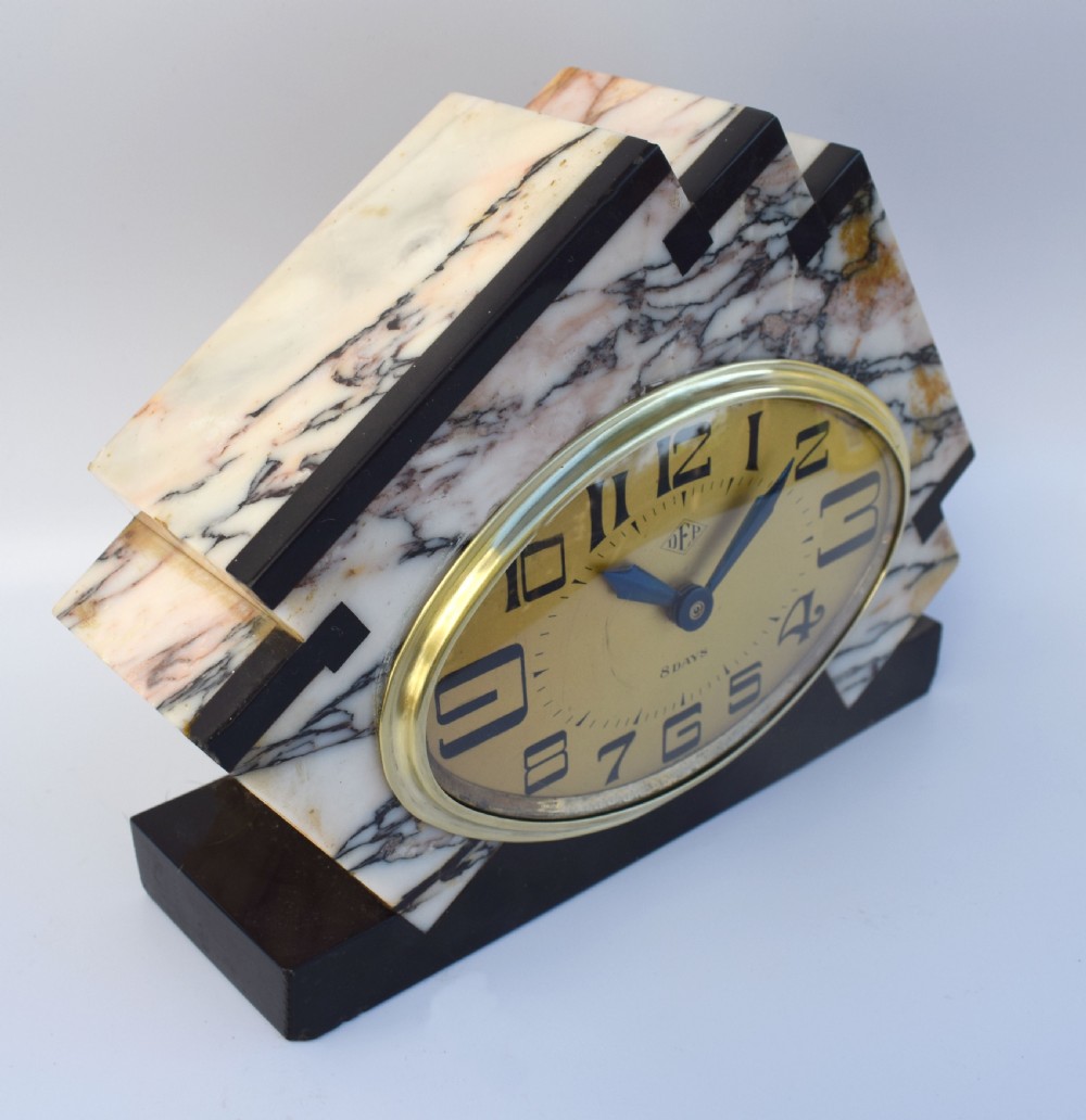 Art Deco Marble Eight Day Mantle clock By Dep View VII