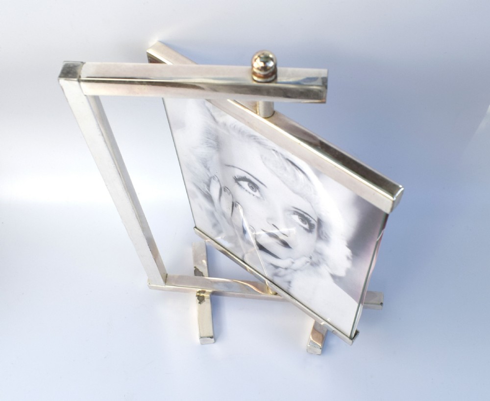 Art Deco 1930's Silver plated Swivel Two Sided Picture Frame View III