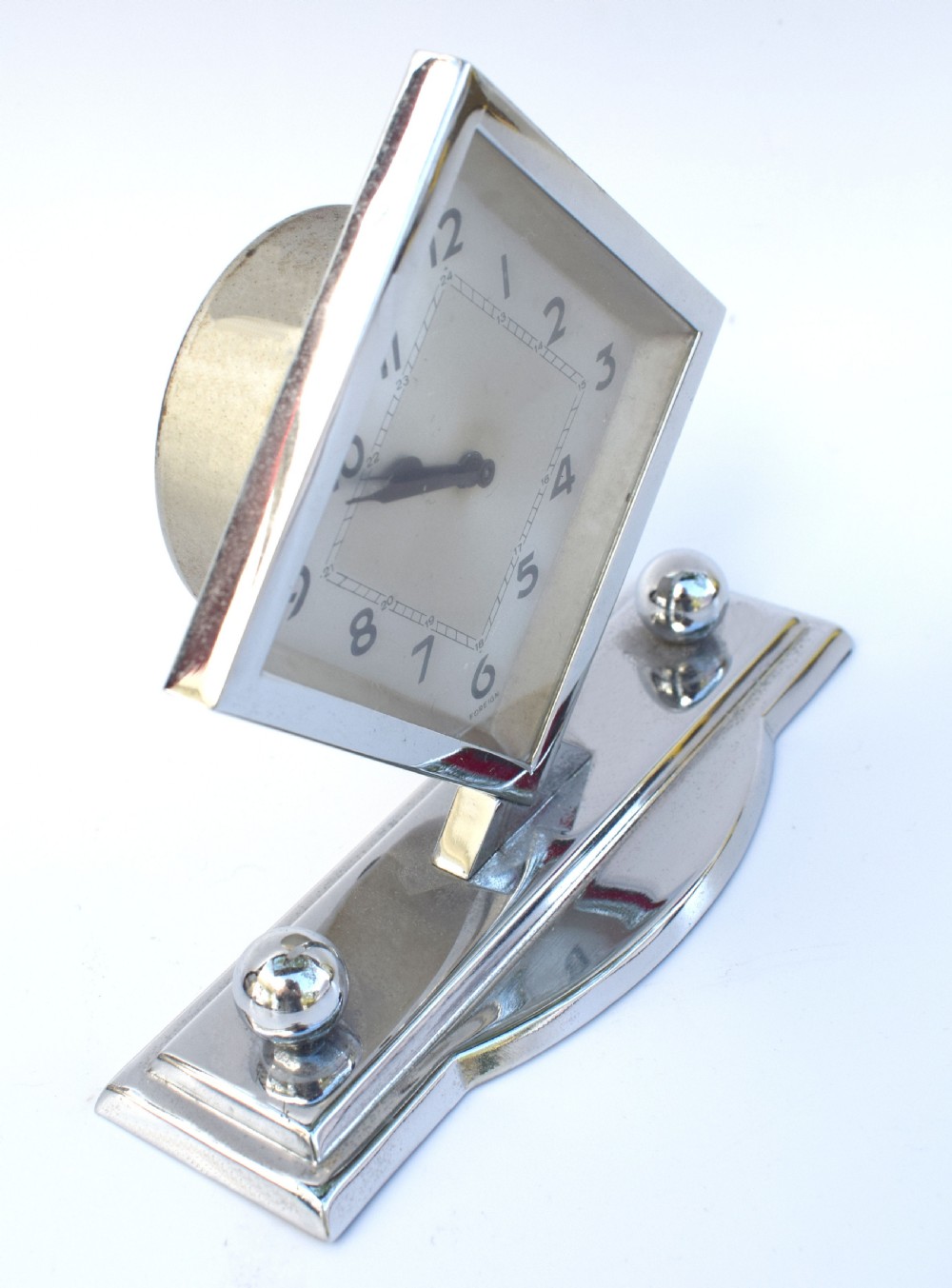 Art Deco Chrome Desk Clock, c1930 View II