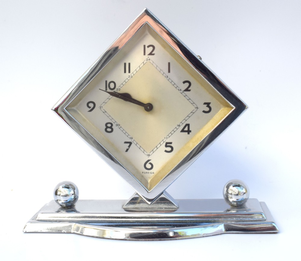 Art Deco Chrome Desk Clock, c1930 View V