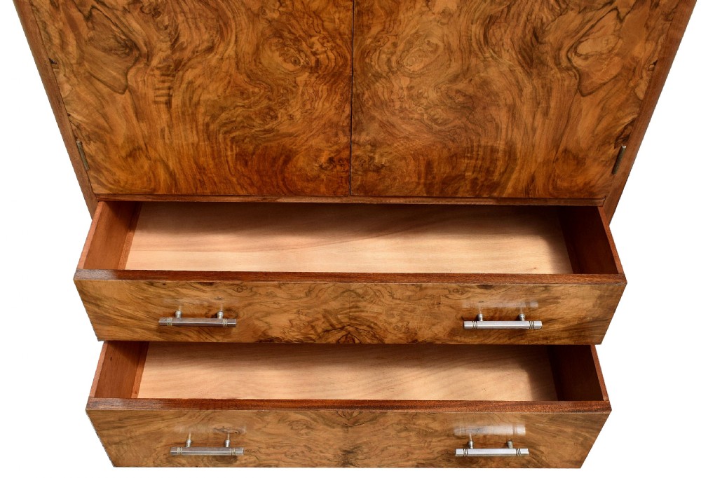 Superb Art Deco Burl Walnut Tallboy, c1930 View IV