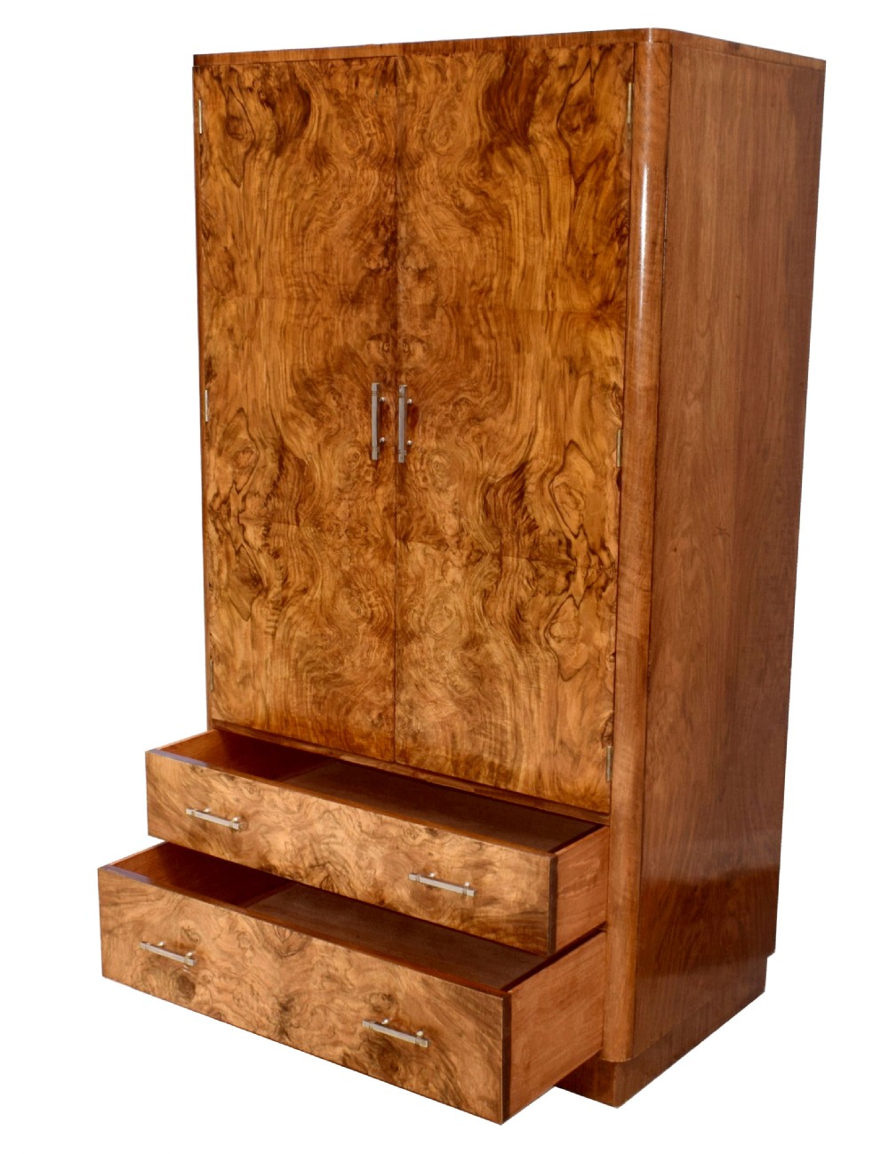 Superb Art Deco Burl Walnut Tallboy, c1930 View V