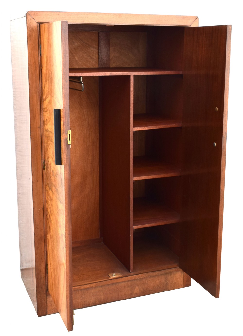 Art Deco Half Sized Wardrobe In Figured Walnut, Circa 1930 View V