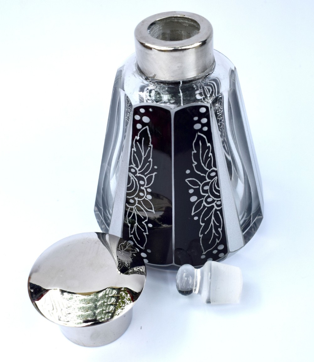 Art Deco Czech Glass Perfume Bottle , Circa 1930 View IV