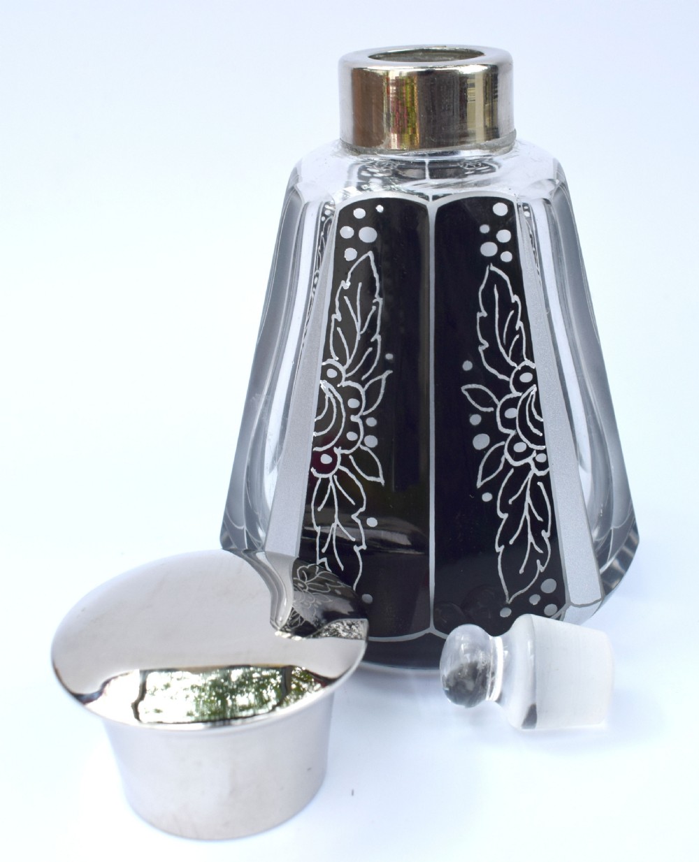 Art Deco Czech Glass Perfume Bottle , Circa 1930 View V