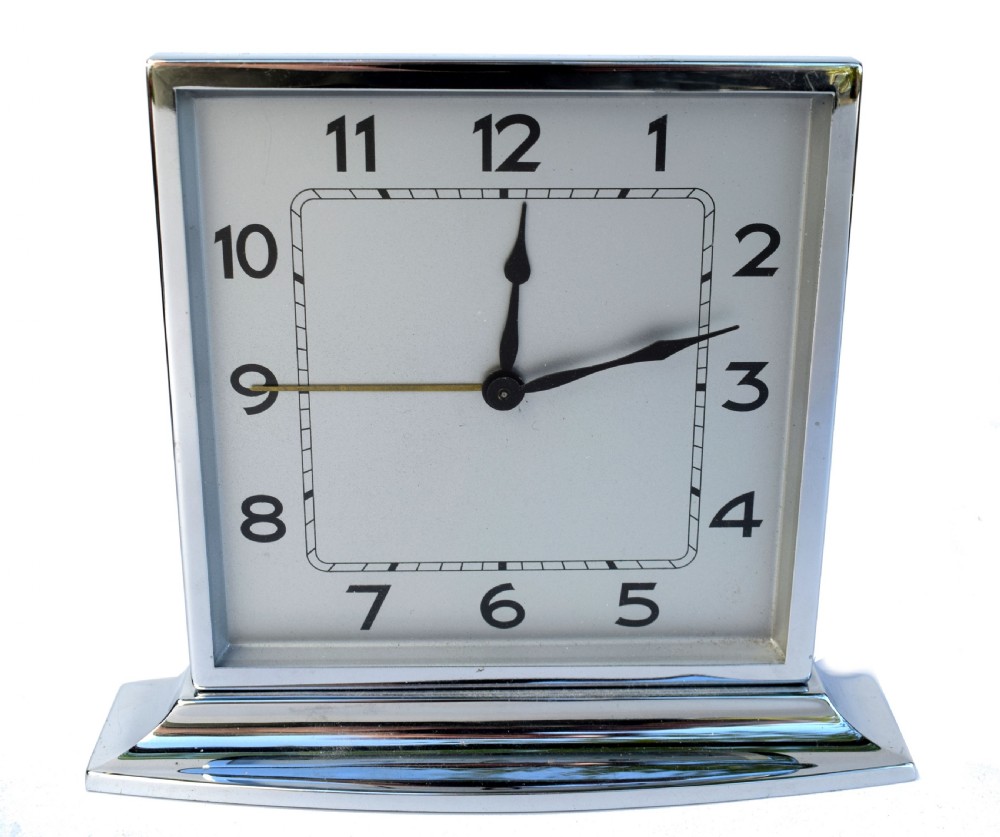 Art Deco Chrome Desk Clock, 1930s 