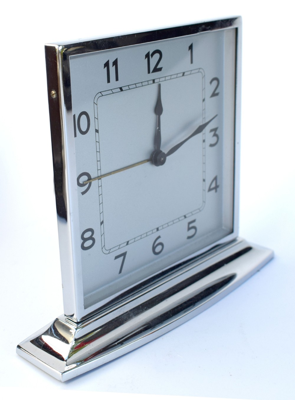 Art Deco Chrome Desk Clock, 1930s  View II