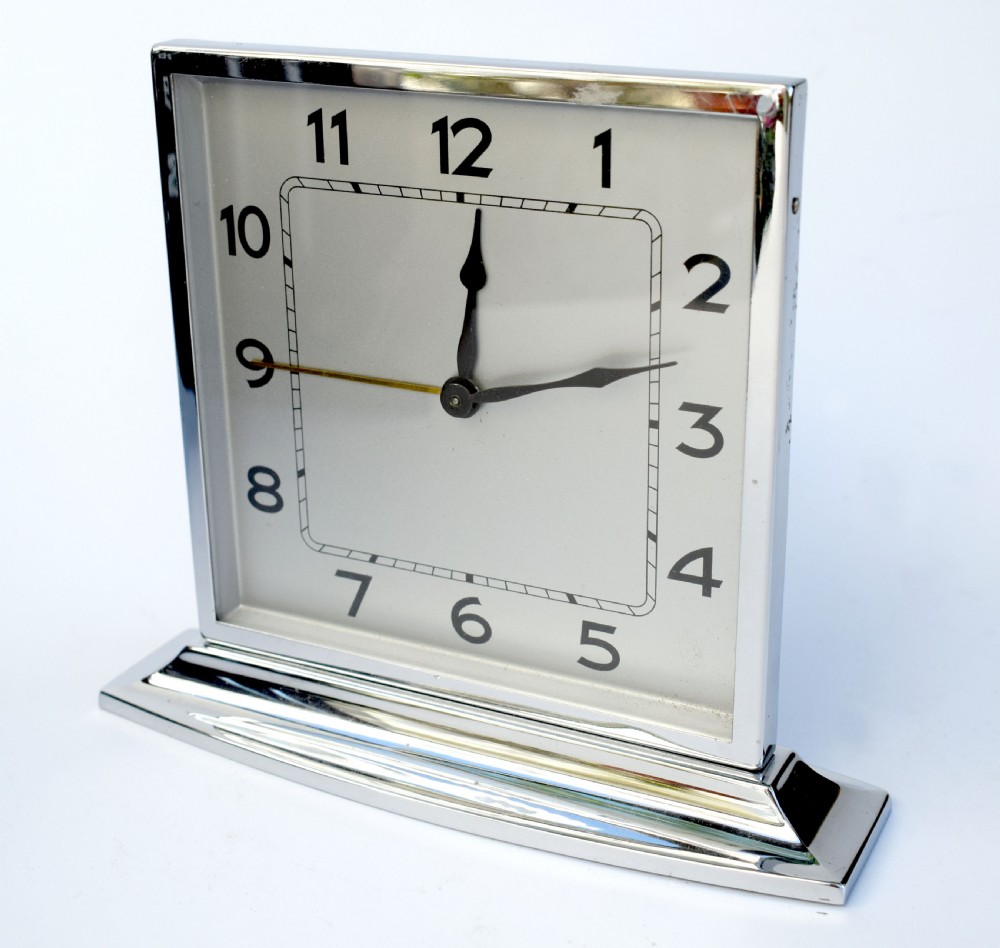 Art Deco Chrome Desk Clock, 1930s  View III