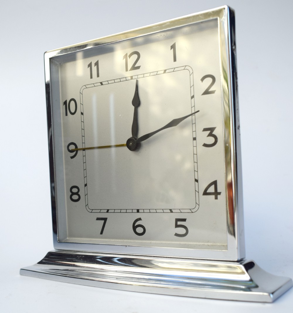 Art Deco Chrome Desk Clock, 1930s  View VI