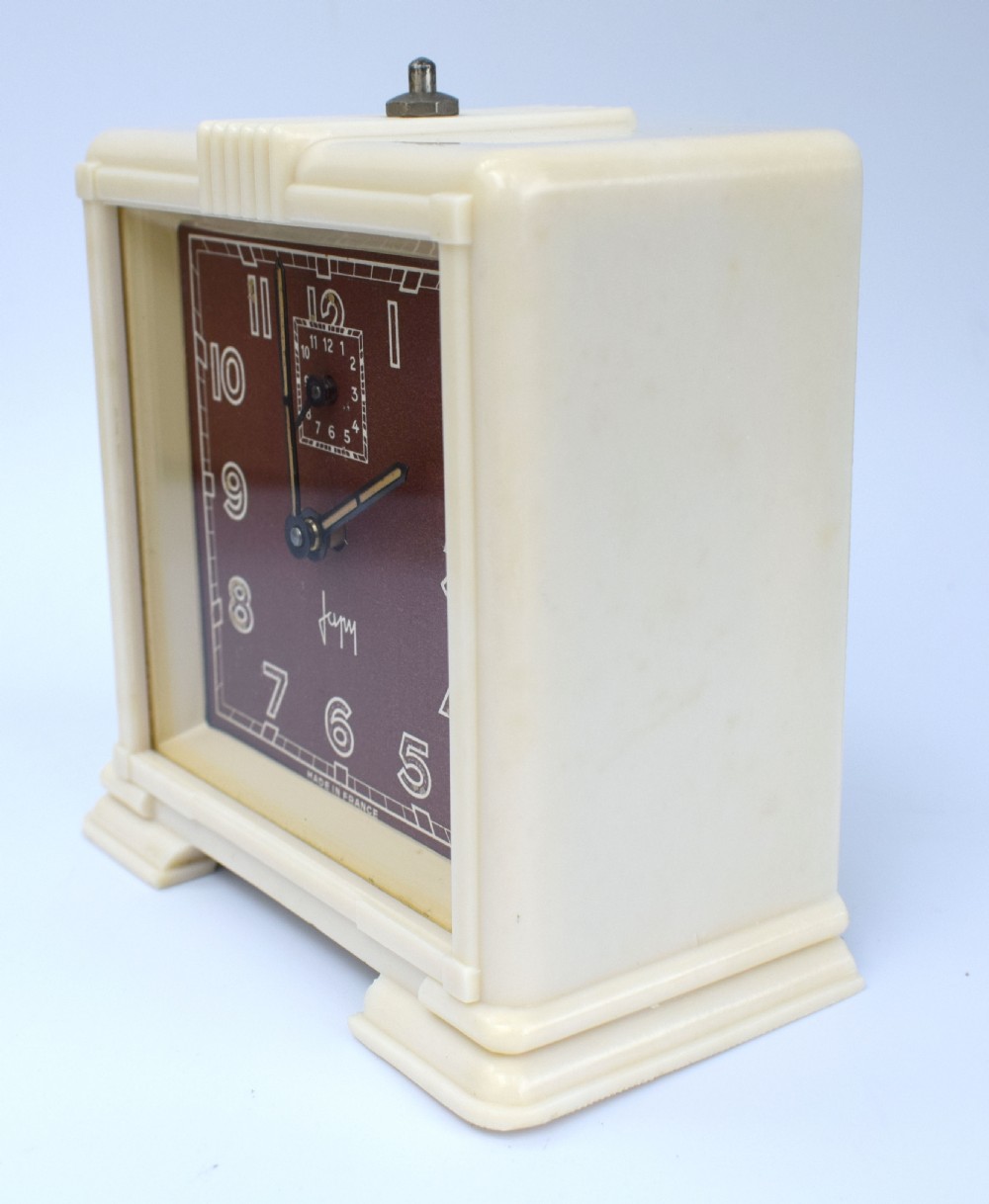 Art Deco Streamline Cream Bakelite Alarm Clock By Japy, c1930 View V
