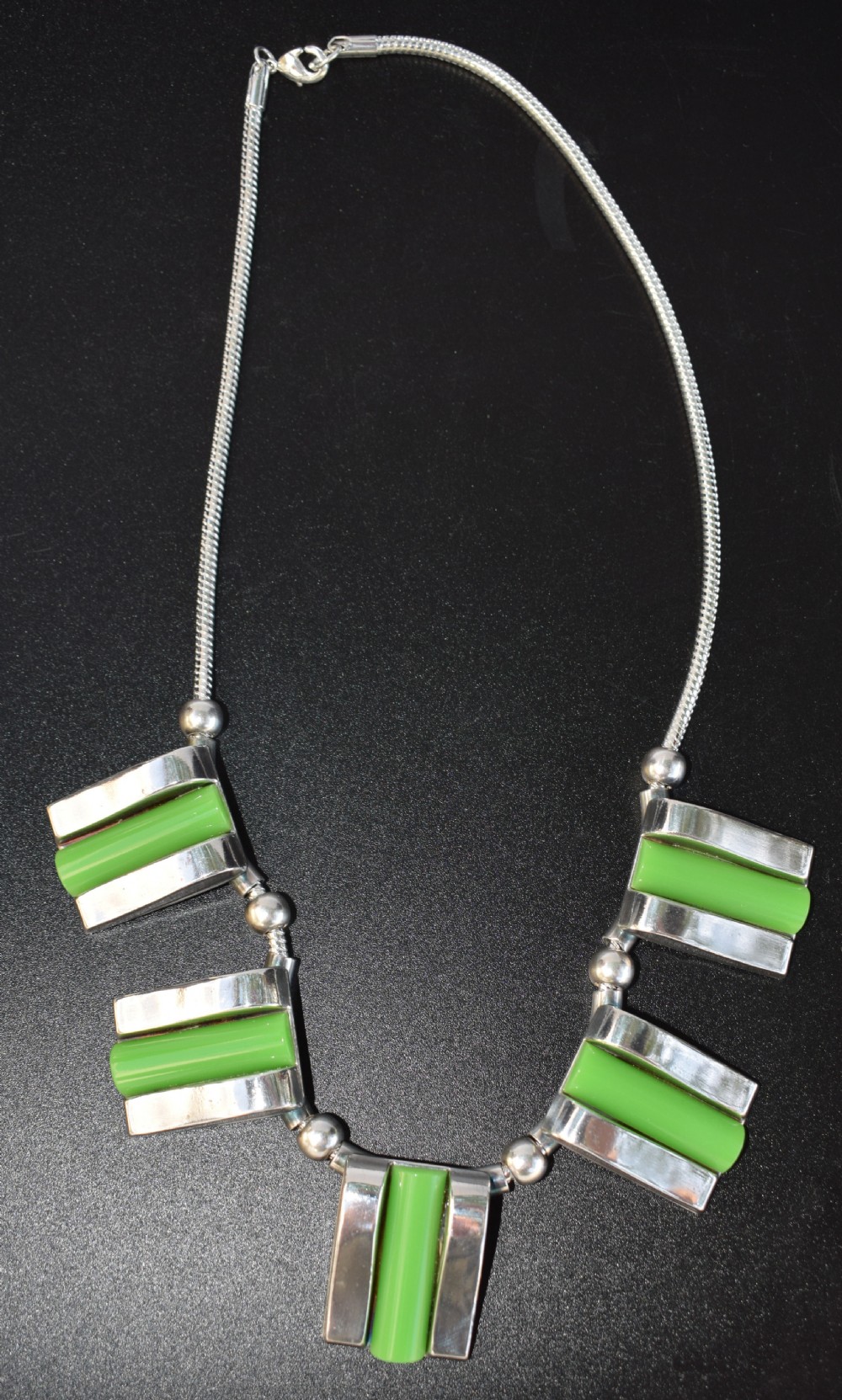 Art Deco Modernist Bakelite & Chrome Ladies Necklace View IV