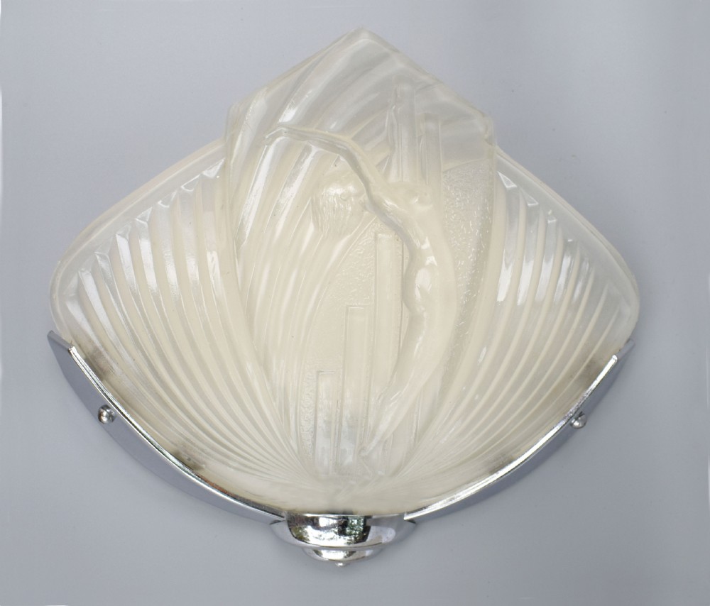 Rare 1930's Art Deco Pair of Nude Female Wall or Sconces Lights View V