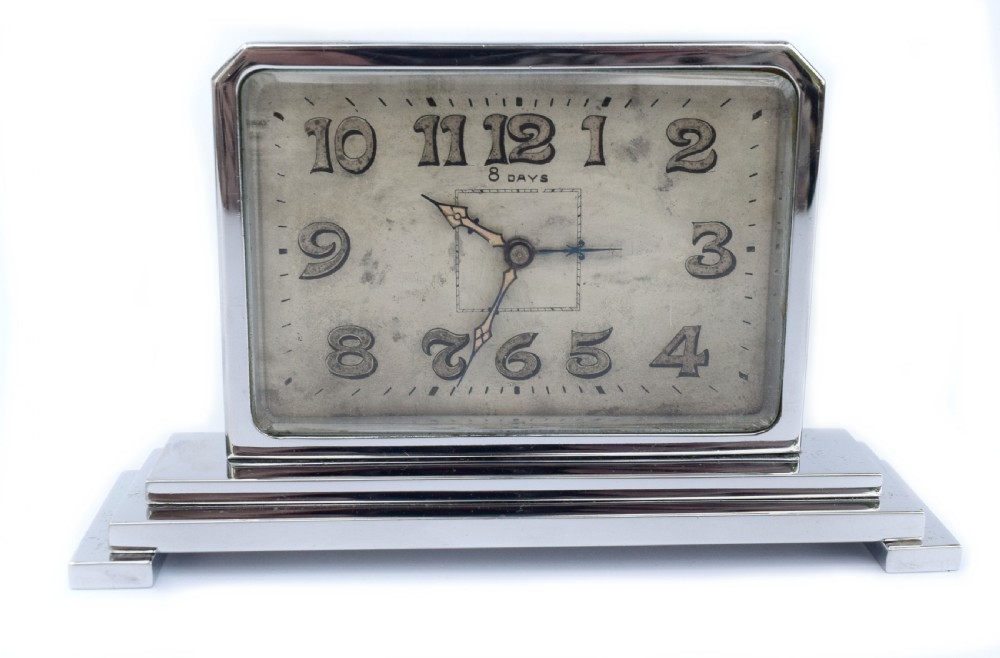 Art Deco 8 Day Chrome Cased Clock , c1930
