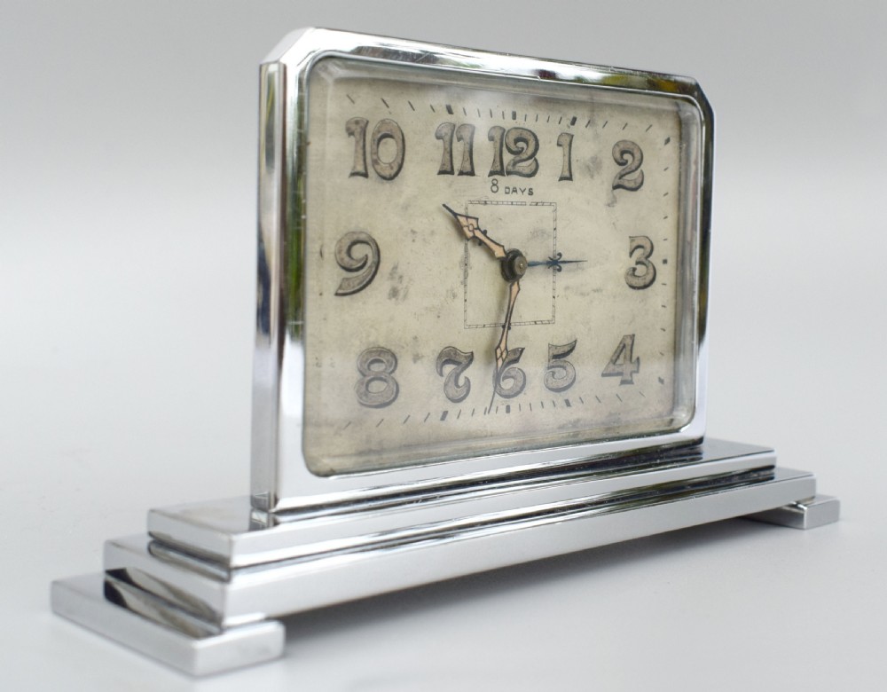 Art Deco 8 Day Chrome Cased Clock , c1930 View VII