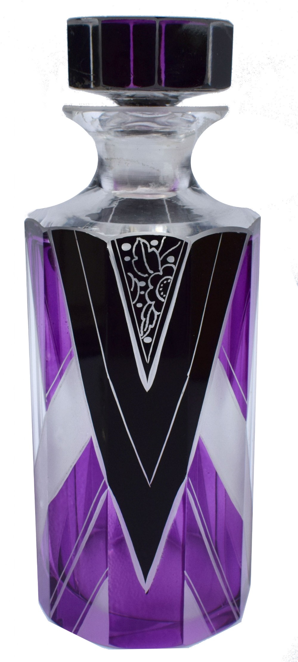 Art Deco Czech Glass Perfume Bottle , Circa 1930