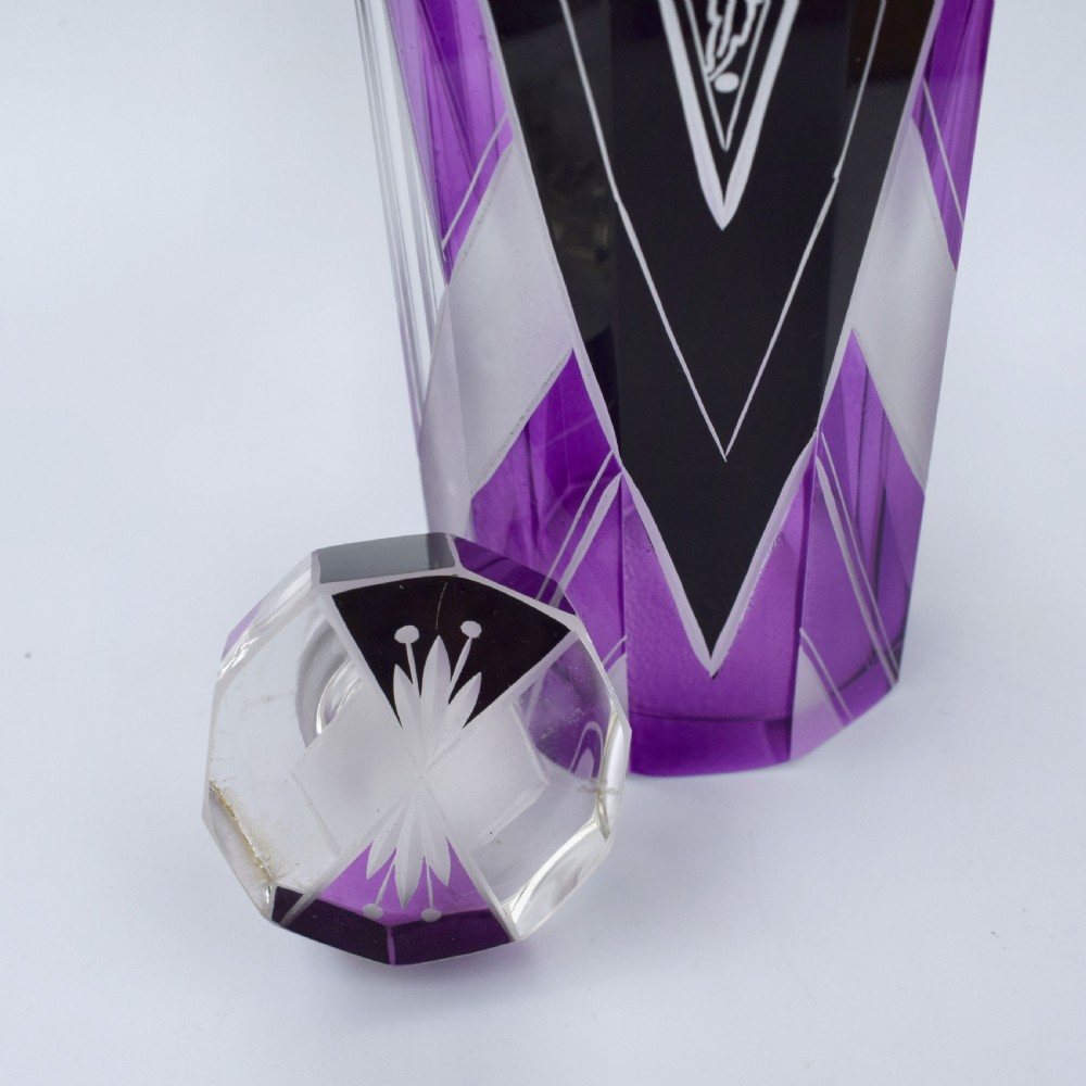 Art Deco Czech Glass Perfume Bottle , Circa 1930 View III