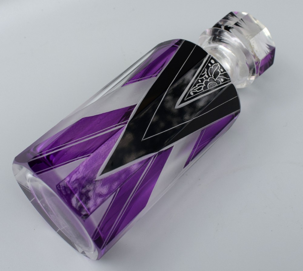 Art Deco Czech Glass Perfume Bottle , Circa 1930 View VII