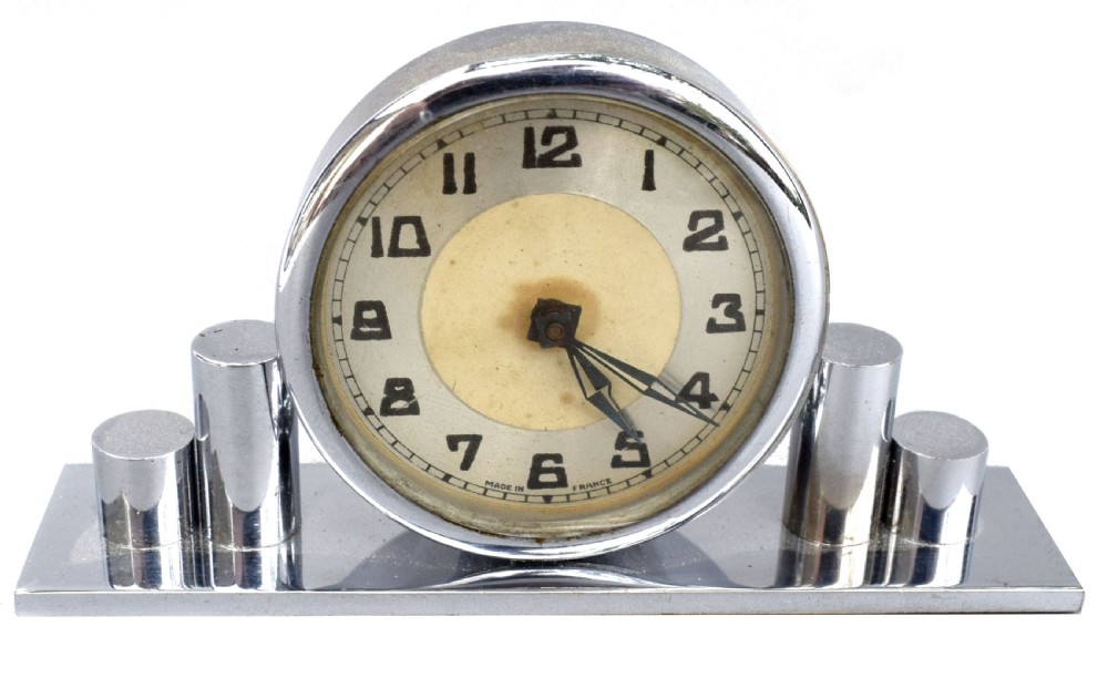 1930's Art Deco Chrome Miniature Clock