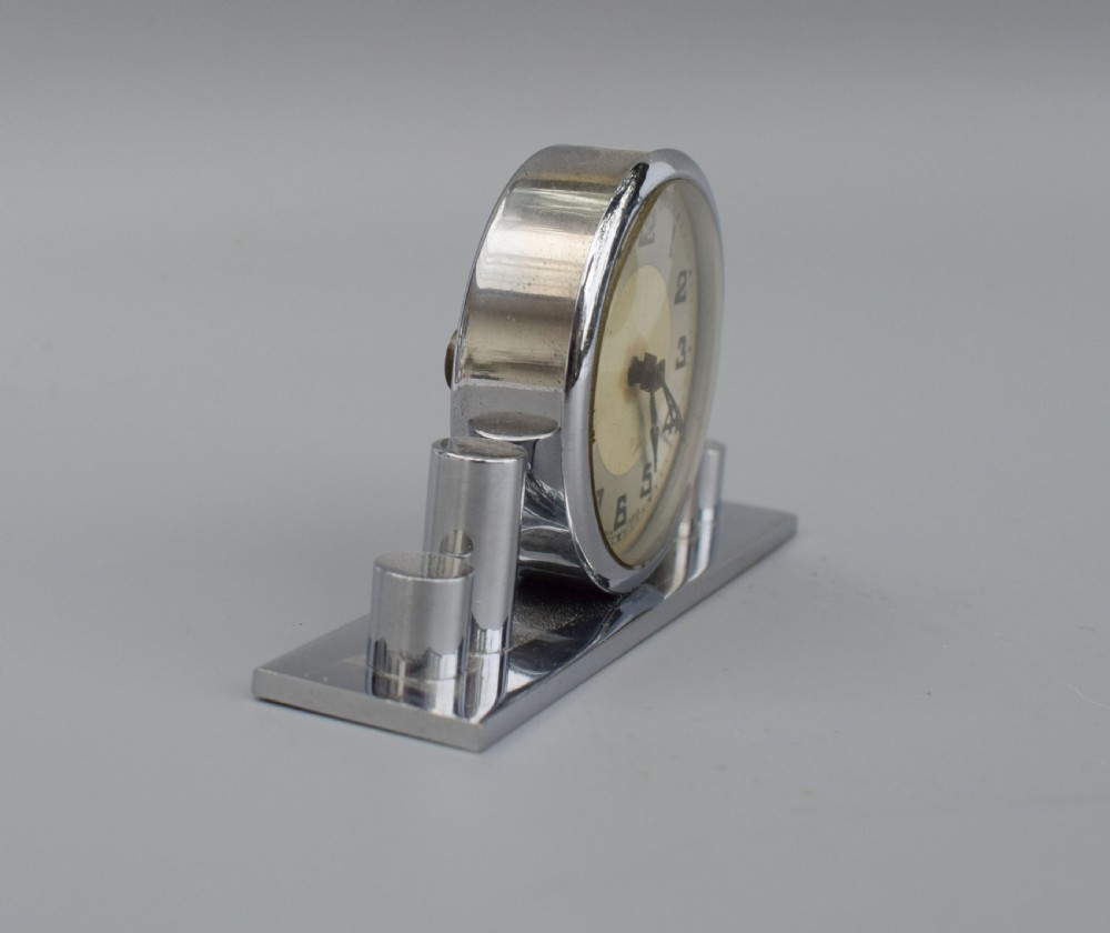 1930's Art Deco Chrome Miniature Clock View II