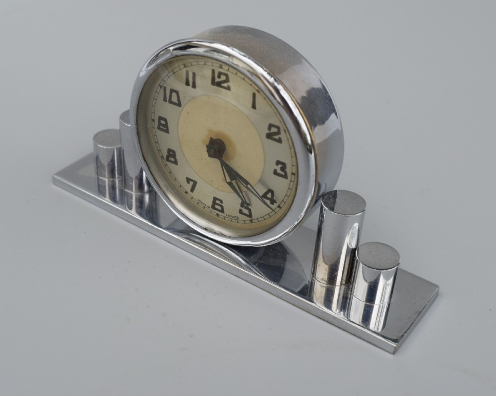 1930's Art Deco Chrome Miniature Clock View V