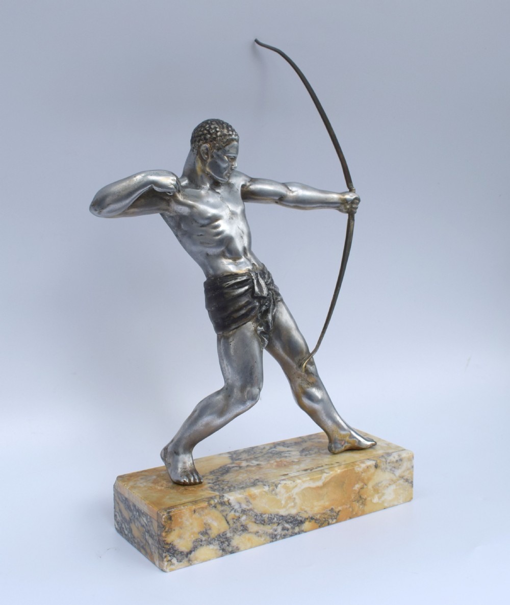 Art Deco Male Spelter Archer, c1930 View III