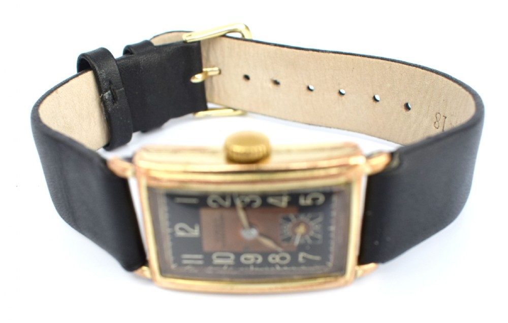Art Deco Gents Gold Plated Wristwatch By Dorex, Swiss c1930 View VIII