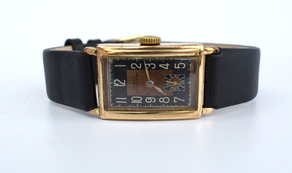 Art Deco Gents Gold Plated Wristwatch By Dorex, Swiss c1930 View IX