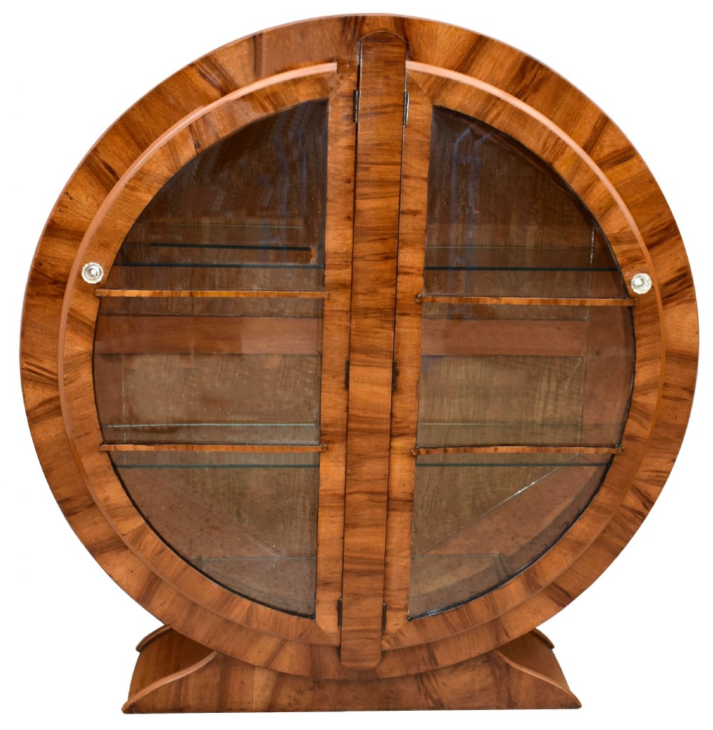 Art Deco 1930's Walnut Circular Display Cabinet