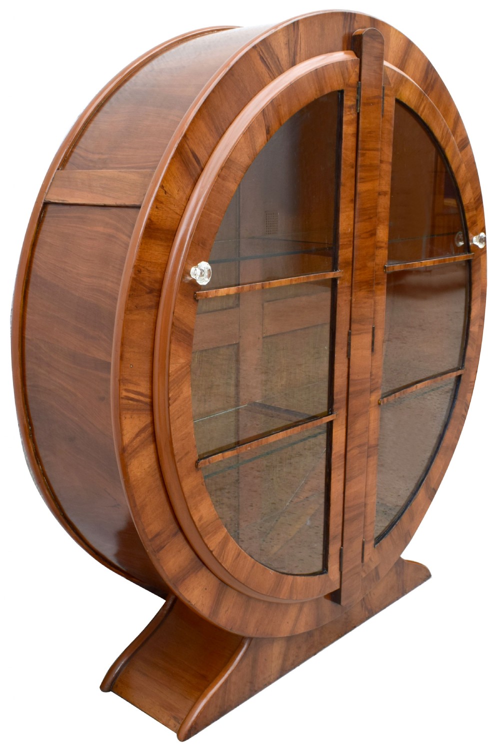 Art Deco 1930's Walnut Circular Display Cabinet View II