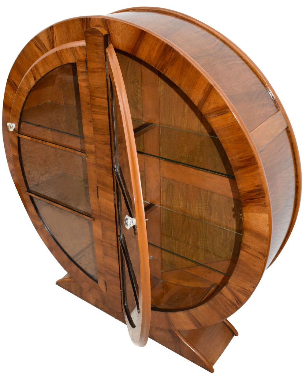 Art Deco 1930's Walnut Circular Display Cabinet View III