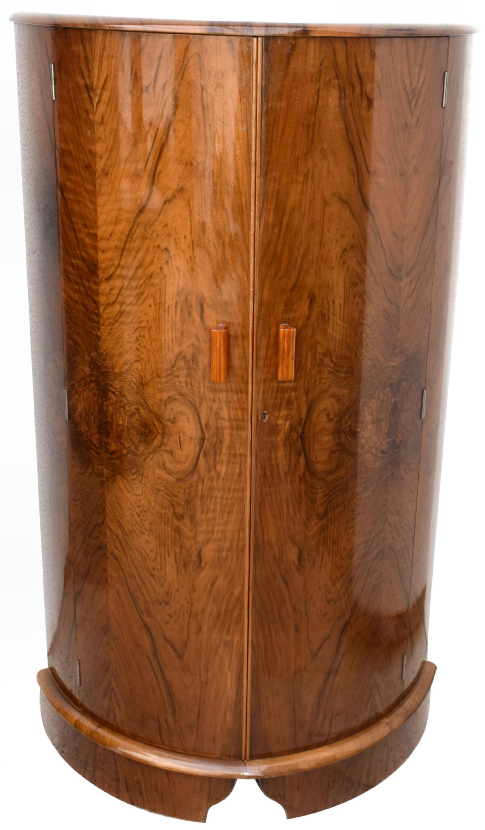 Superbly Stylish Art Deco Half Circle Walnut Cocktail Cabinet, c1930