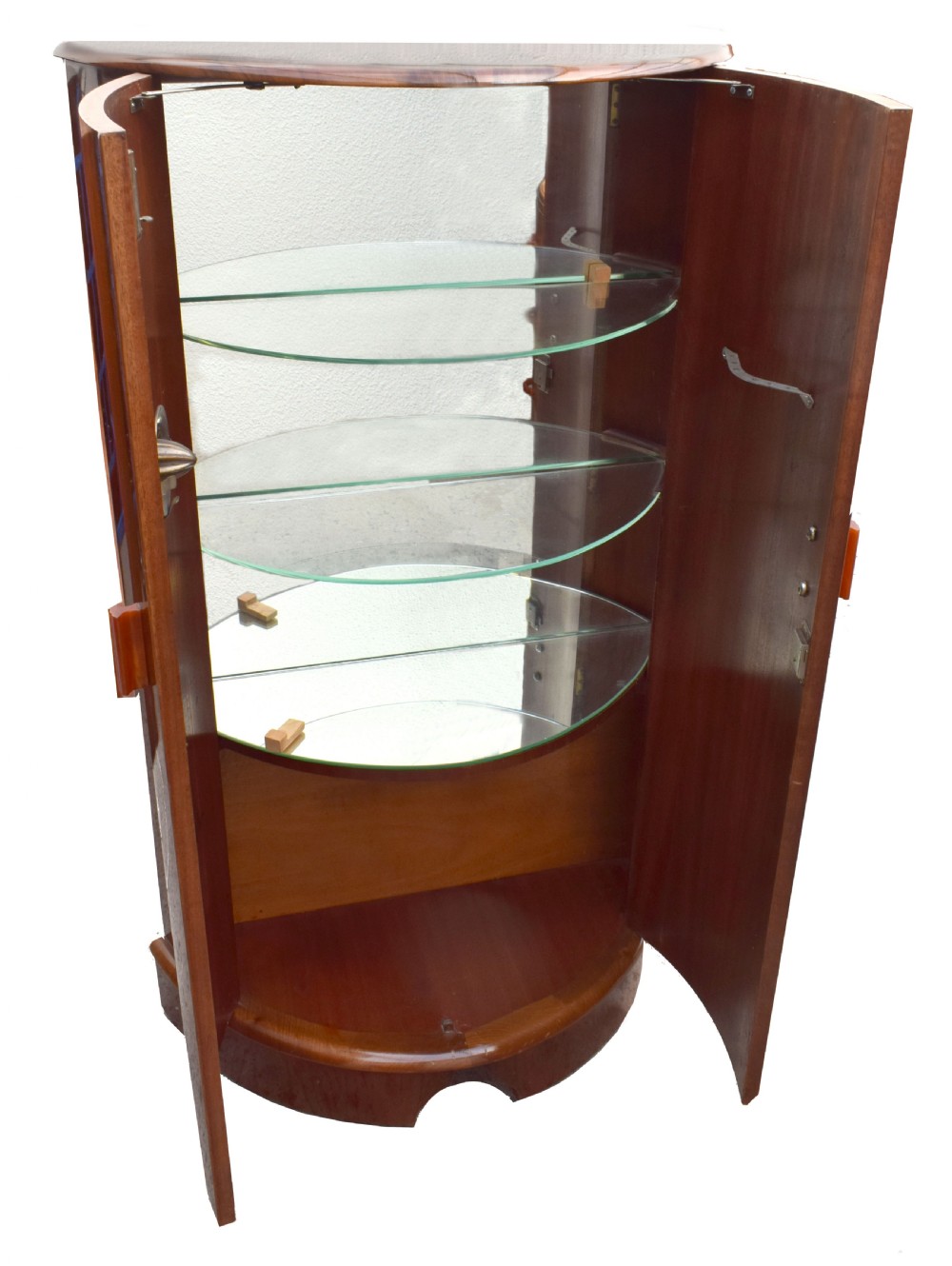 Superbly Stylish Art Deco Half Circle Walnut Cocktail Cabinet, c1930 View V