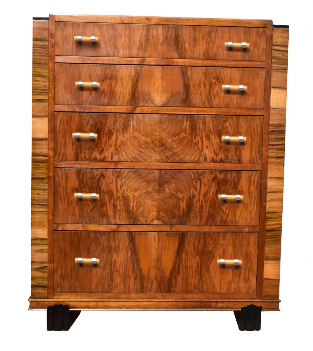 Art Deco Walnut Chest Of Six Drawers, c1930
