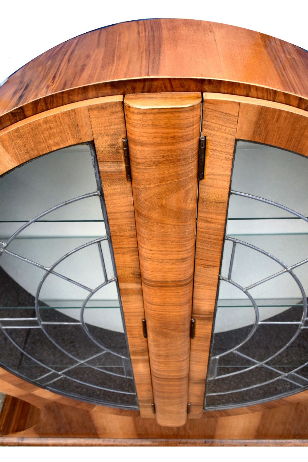 1930s Art Deco Circular Display Cabinet in Walnut View IV