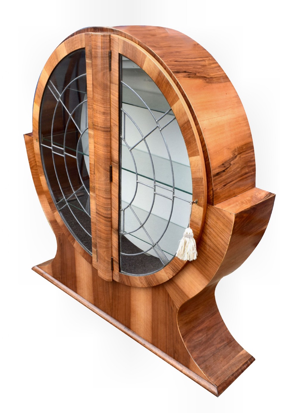 1930s Art Deco Circular Display Cabinet in Walnut View V