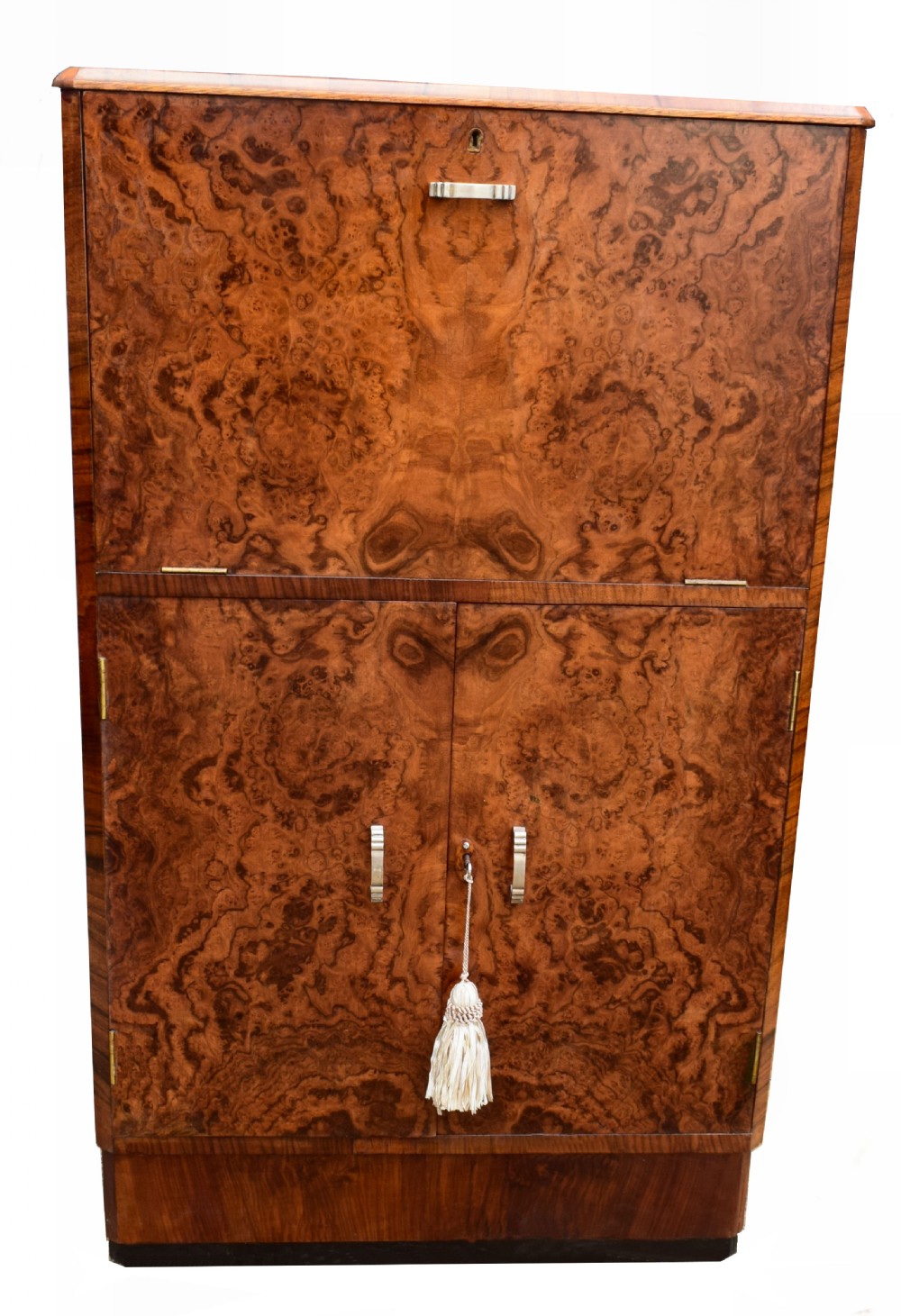 Art Deco Fitted Burr Walnut Cocktail Cabinet, c1930