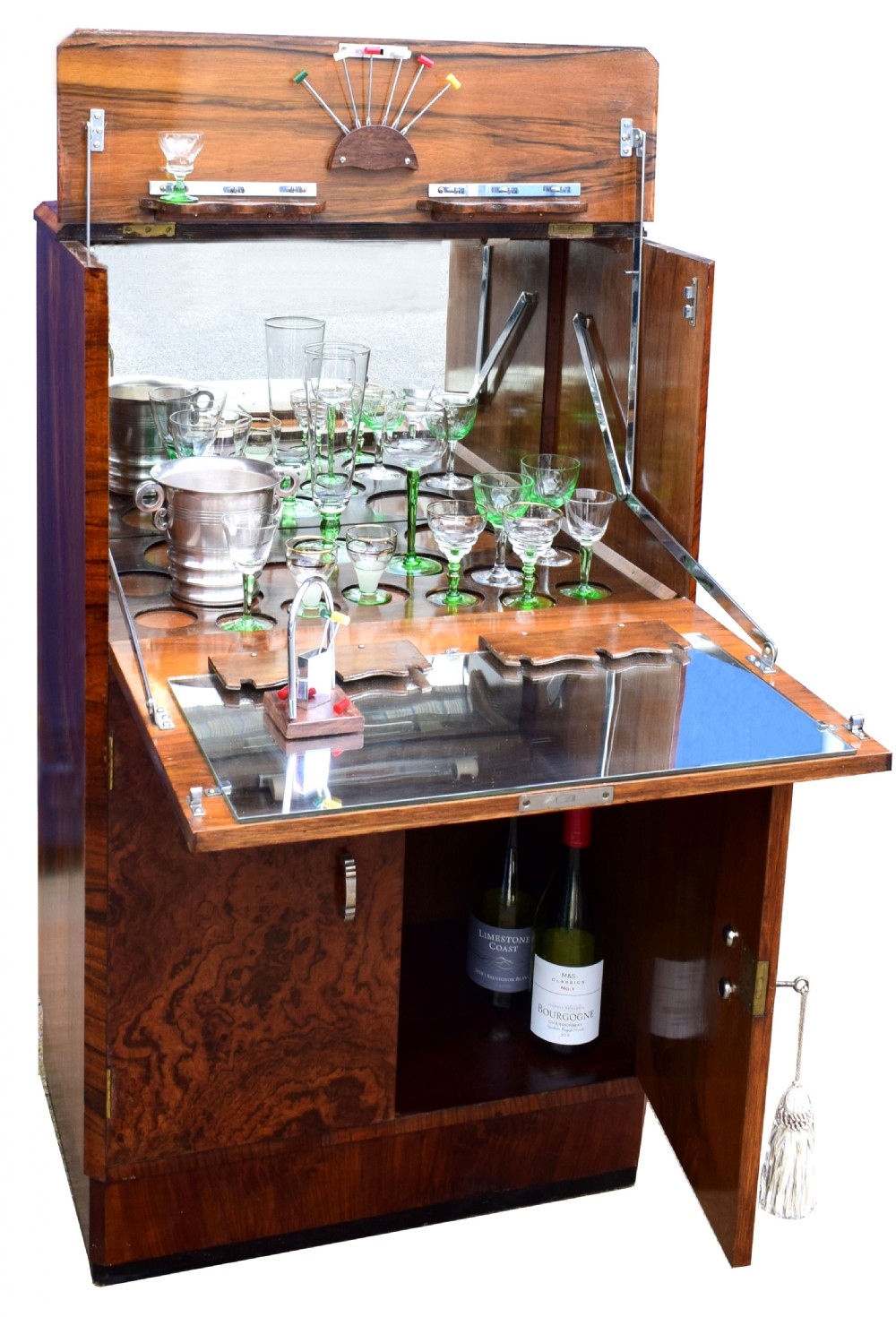 Art Deco Fitted Burr Walnut Cocktail Cabinet, c1930 View VII