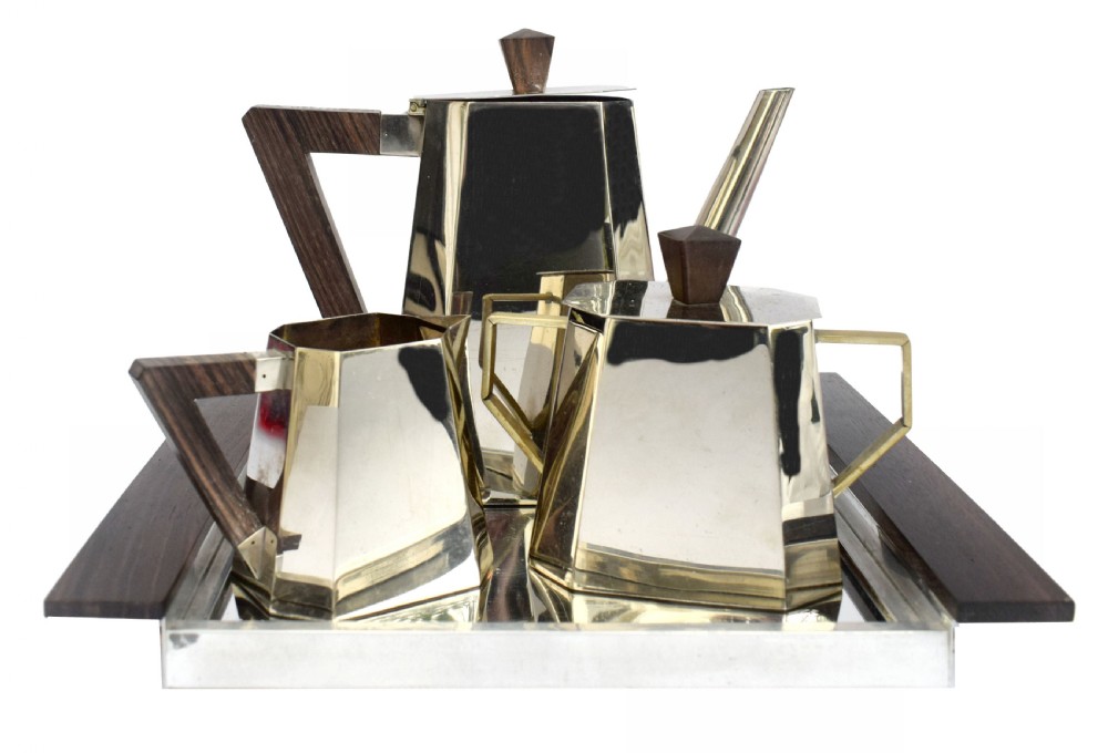Art Deco Silver Plate & Palisander French Coffee Set, c1930 View II