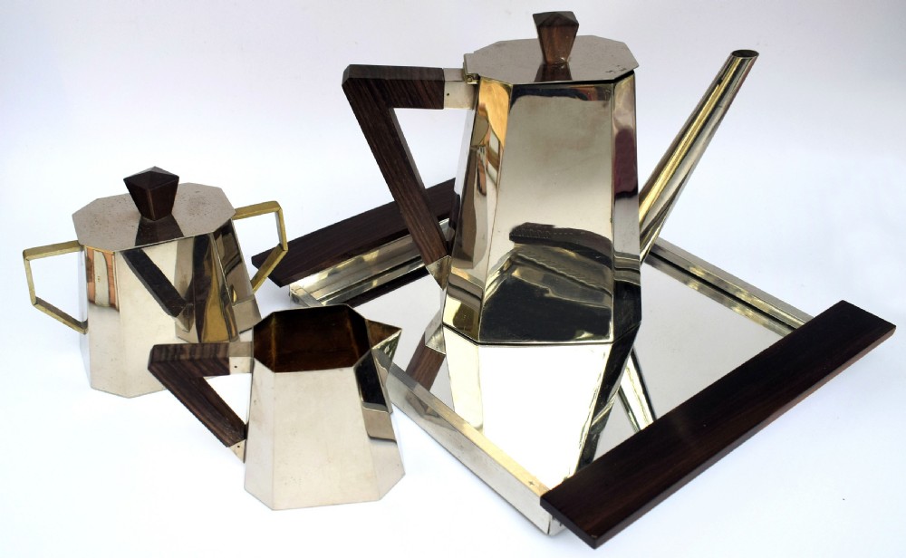 Art Deco Silver Plate & Palisander French Coffee Set, c1930 View V