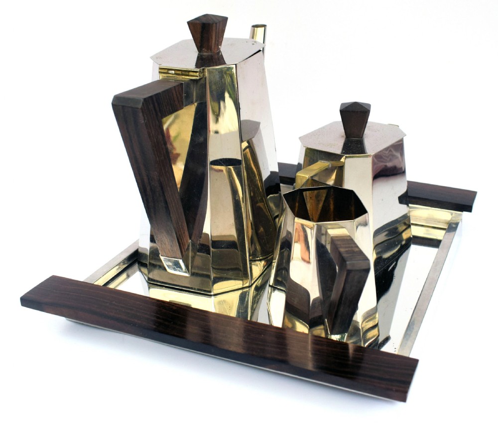 Art Deco Silver Plate & Palisander French Coffee Set, c1930 View VI