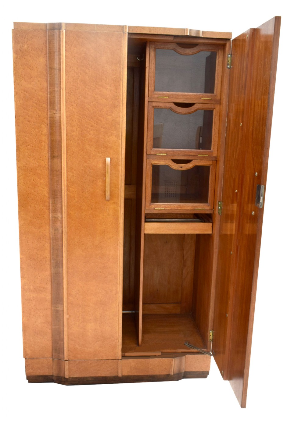 Art Deco Gents Blonde Two Door Maple Wardrobe, c1930