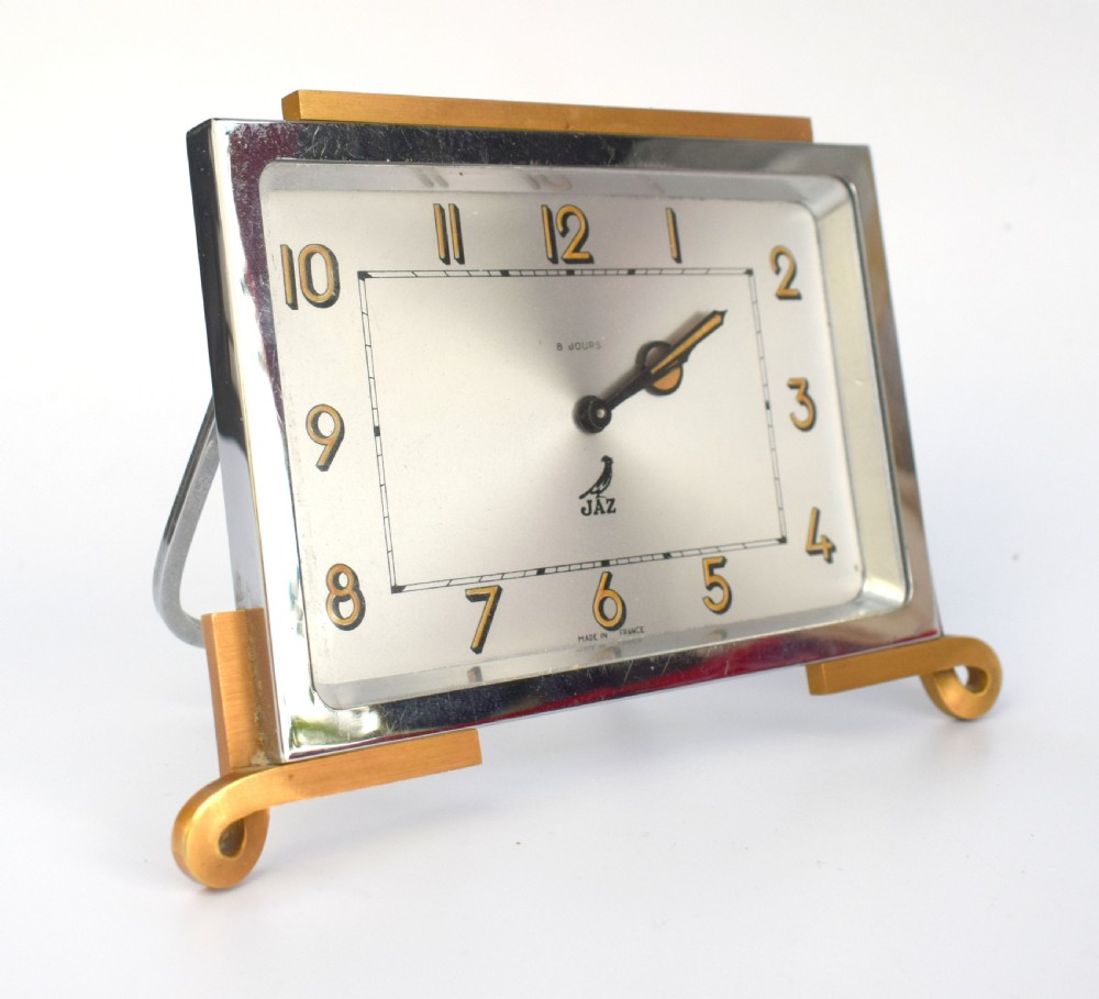 Art Deco French 8 Day Chrome Clock By Jaz, c1930 View IV