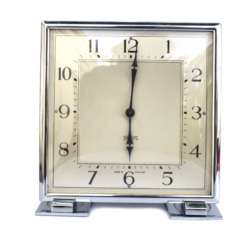 Art Deco Chrome 8 Day Clock By Smiths, 1930s