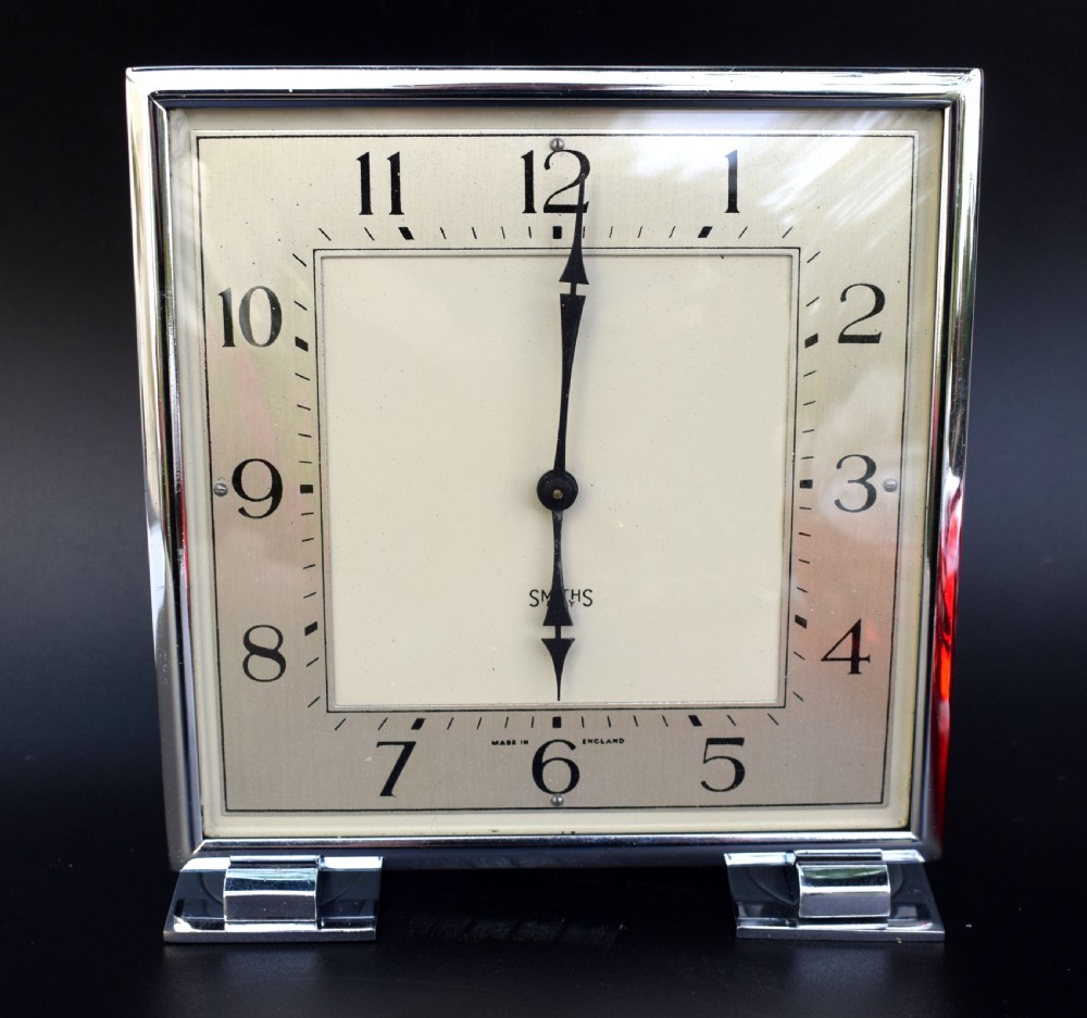 Art Deco Chrome 8 Day Clock By Smiths, 1930s View II