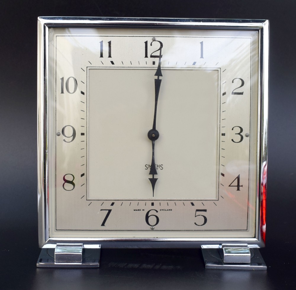 Art Deco Chrome 8 Day Clock By Smiths, 1930s View III