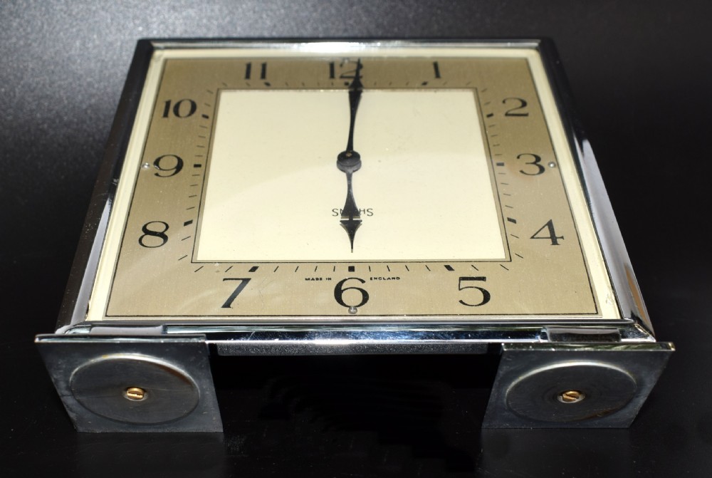 Art Deco Chrome 8 Day Clock By Smiths, 1930s View IV