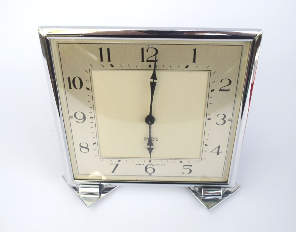 Art Deco Chrome 8 Day Clock By Smiths, 1930s View VI