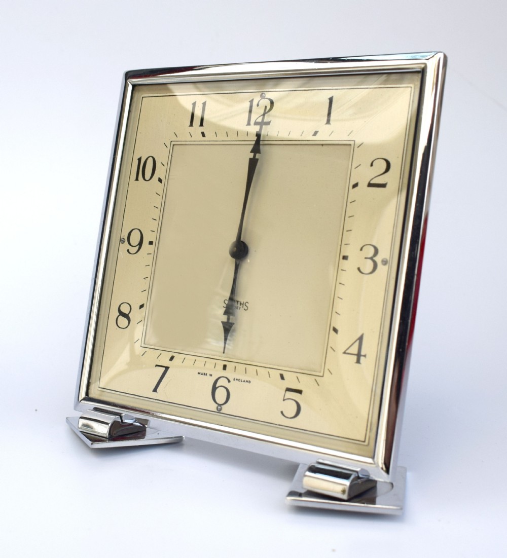Art Deco Chrome 8 Day Clock By Smiths, 1930s View VII